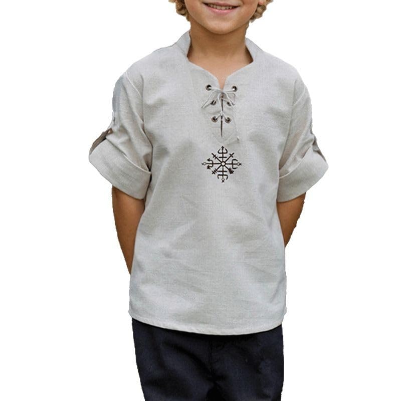Camisa medieval para niños estilo renacentista vikingo miniatura 1