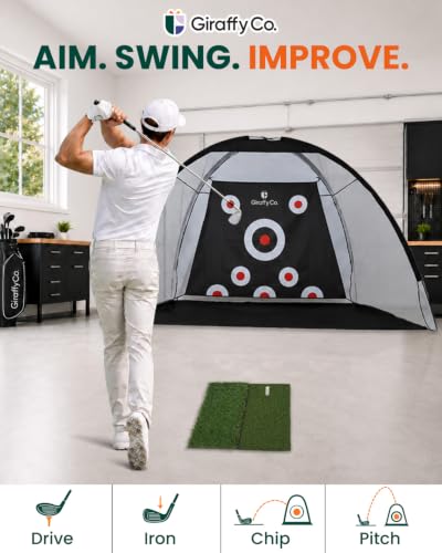 GIRAFFYCO Golf Practice Net with Dual-Turf Mat, 310 cm Wide Training Net - Image 2