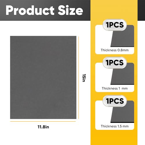 Image of 3 Pack 15 inchx11.8 inchNon Asbestos Gaskets Materials Sheet Set - High Temp Gasket Material for DIY Exhaust Gasket Maker, Engine Gaskets, Oil Diesel Gasoline Seal Repair, 0.8mm, 1mm, and 1.2mm