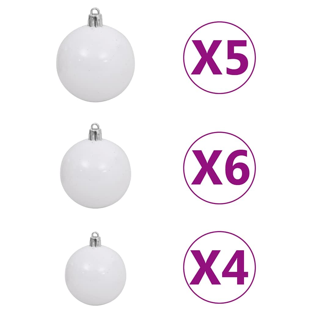Sztuczna choinka, 65 cm, realistyczna, z 150 diodami LED, 135 gałązkami PE, doniczka i 61 bombek, do użytku wewnątrz i na zewnątrz, świąteczna dekoracja