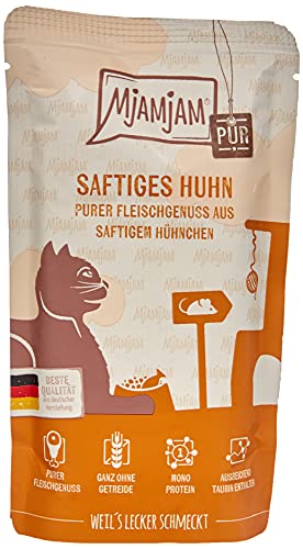 MjAMjAM - Premium Nassfutter für Katzen - Quetschie - Pure - Hühnchen, 12er Pack (12 x 125 g) & Premium Nassfutter für Katzen - Quetschie - saftiges Huhn an leckeren Möhrchen, 12er Pack (12 x 125 g)