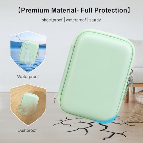 Image of Elonbo Carrying Case for KODAK Mini 2 Retro 2x3 Portable Photo Printer | Bluetooth Smartphone Instant Color Printer Hard Travel Protective Bag, Mesh Pocket fits Cartridge Photo Paper Sheets, Green