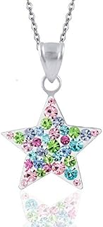 JennyWrenJewels Childrens Jewellery | Girls & Kids Sterling Silver Crystal Star Necklace | 925 Sterling Silver UK | Pendant & Gift Bag