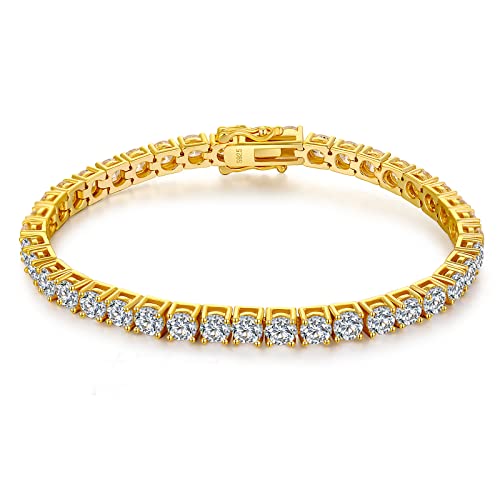 jiamiaoi Bracelet femmes argent en or blanc 18k avec diamant simulé pour femmes avec zircon cubique Bracelet de tennis en argent sterling filles 15.24 cm -...