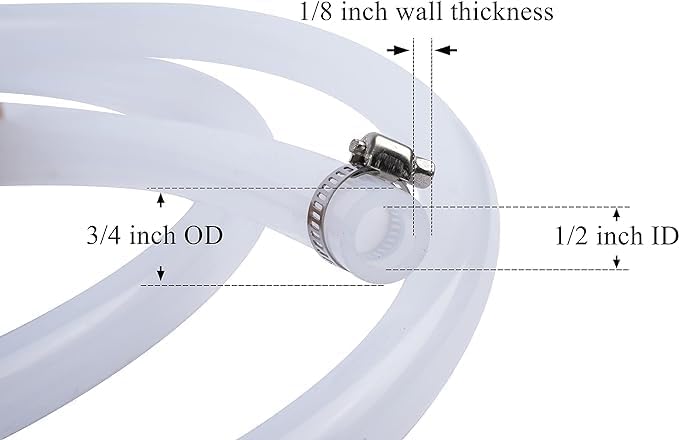 Miniatura 2 de Tubo de silicona de 12 pulgada de identificación, grado alimenticio, 12 pulgadas de diámetro interior x 34 pulgadas de diámetro exterior, mangueras