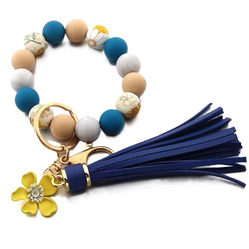 Porte-clés tournesol en perles silicone, cadeau idéal pour femme