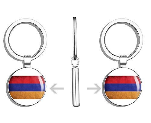 Prs Vinyl Armenia Vintage Flag - Armenian Proud Car Window Double Sided Stainless Steel Keychain Key Ring Chain Holder Car/Key Finder #TOP1