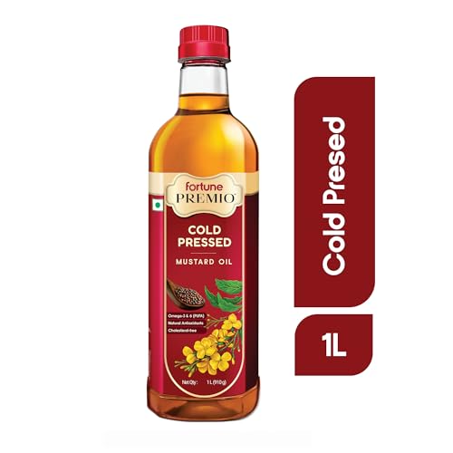 Image of Fortune Premio Cold Pressed Mustard Oil 1L Bottle | Rajasthan Mustard Seeds | Rich in Omega 3 & 6 (PUFA) | Natural Antioxidants | Strong Aroma | Ideal for Frying & Pickles