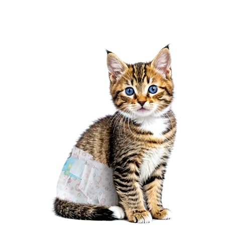 Image of Disposable Cat Diapers, 40 Count - Perfect for Both Male and Female Cats, for Elderly, (XS) Incontinent, or Post-Surgery Cats and Dog - Leak-Proof, Super Absorbent & Hypoallergenic Pet Diapers