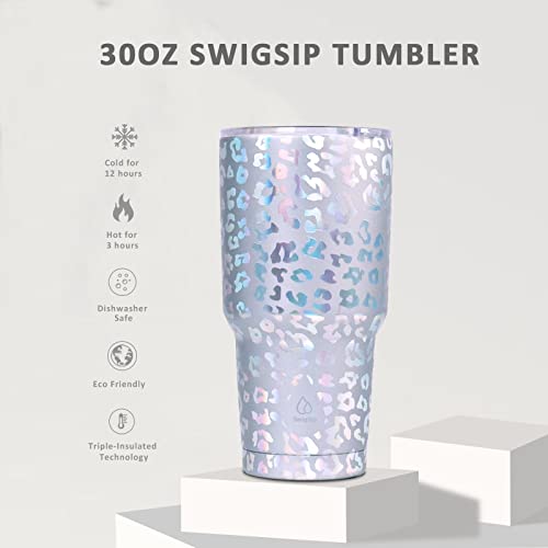 Swig Sip Stainless Steel Tumbler - 30Oz Double Wall Coffee Cups Dishwasher Safe Vacuum Insulated Travel Coffee Mug (Laser Siver) #TOP1