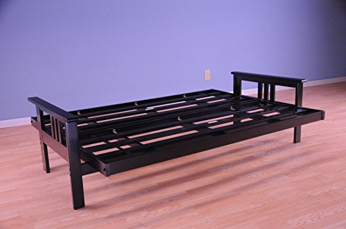 image for Bobrasi Mission Style Black Wood Frame Futon Convertible Full Size Inn