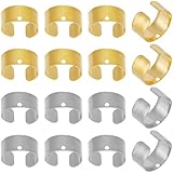SUNNYCLUE 1 caja de 200 pares de Pendientes Dorados Sin Perforar con Orificios, Accesorios para Pendientes, Clip de Aleación de Plata, Convertidor Ajustable, para Orejas Sin Perforar, para Hacer Joyas