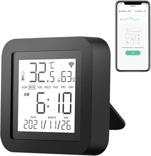 WiFi IR Remote with Temperature & Humidity Sensor, Time & Date LC...