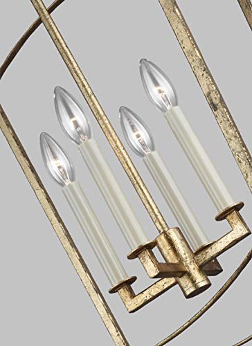 Feiss F3322/4Adb Thayer Lantern Candle Chandelier, 4-Light 240 Watts (26"H X 16"W), Antique Guild #TOP3