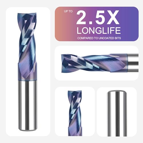 Image of SpeTool Upcut Spiral Router Bit 1 /2 Shank, 1-1 /4 Inch Cutting Length, TAC Coated CNC Router Bits, Solid Carbide End Mill for Woodworing Cutting, Slot Mortise, Carving, Engraving