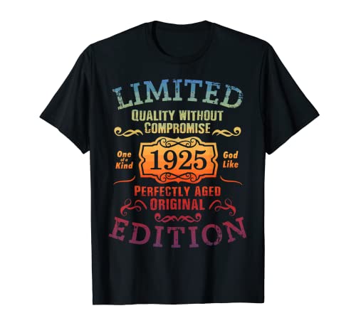 Cumpleaños 1925 Edición limitada Regalo Usado Grunge Vintage Camiseta