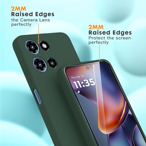 Image of DIZORO Microfiber Candy Case for Motorola Edge 60 Pro case 5G Smooth Touch Cushion Liquid Soft Silicone Gel Rubber Phone Cases Non-Slip Full Body Protective Shockproof Back Cover - Forest Green