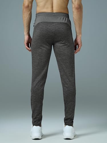 Image of TECHNOSPORT Men's Melange Slim Fit Techno Dry Trackpants Drawstring 2-Pocket Polyester Joggers for Gym Running Workout UPF50+ Anti Odour