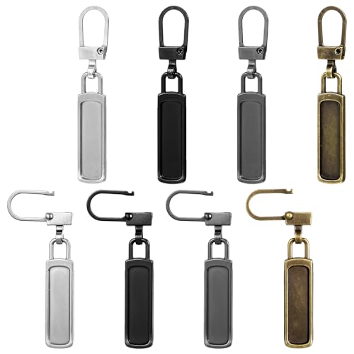 20 Pcs Zipper Pull Replacement Zinc Alloy Detachable Zipper Tab Repair for Luggage Clothing Backpacks Boots Jackets Purse Coat(Silver, Bronze, Light Black, Black)