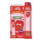 Sweet Nothings, Strawberry, USDA Organic Kids' Squeezable Super Fruit Smoothie Pops, Pack of 6 - Dye-Free, No Added Sugar, Dairy-Free, Vegan, Healthy Organic Fruit and Veggie Pops