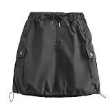 [Rolanko] キッズ スカート 女の子 パラシュート カーゴスカート インナーパンツ付き Y2K Aライン キュロット 夏服 軽量 速乾 防水 カジュアル アウトドア 山登り グレー 130