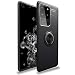 Produktbild NALIA Ring Handyhülle kompatibel mit Samsung Galaxy S20 Ultra Hülle, Silikon Cover mit 360-Grad Finger-Halter für magnetische KFZ-Halterung, Schutzhülle Phone Case Handy-Tasche Etui, Farbe:Schwarz