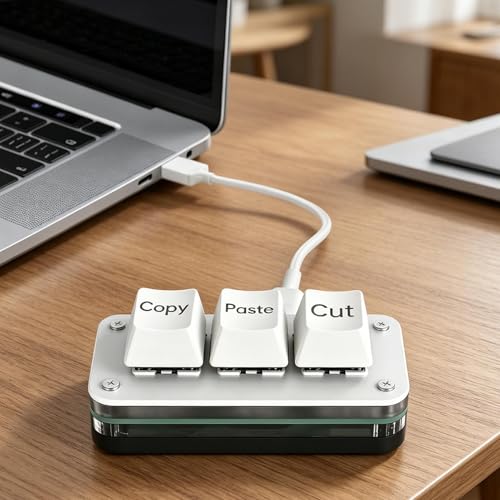 Teclado de 3 teclas con interruptor mecánico ergonómico y conexión USB para computadoras 3