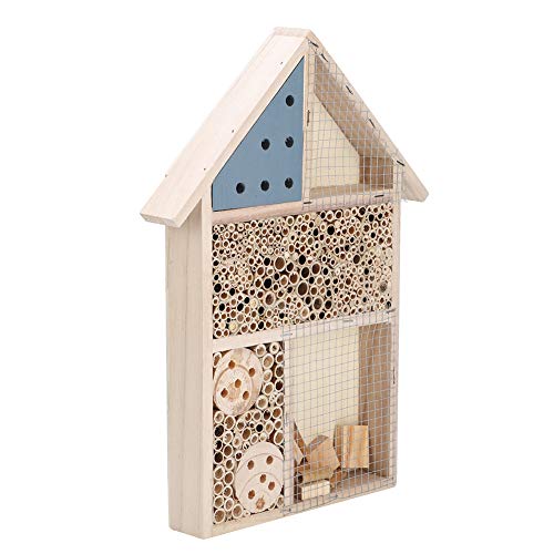 Casa de insectos de madera de 35x25,5 cm para nidos de abejas de jardín 5