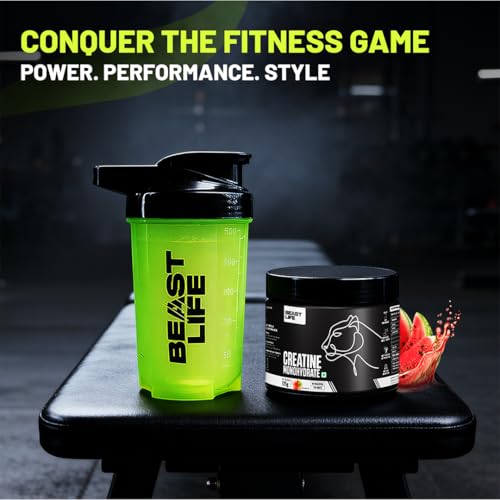 Image of BeastLife Micronised Creatine Monohydrate with Free Shaker | 125g | 33 Servings | Watermelon | NABL Lab Tested | Rapid Absorption for Muscle Strength & Athletic Performance | Super Micronised Creatine Powder
