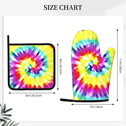 Unique Tie Dye Art Oven Mitts And Pot Holders Sets Non-Slip Heat Resistant Kitchen Gloves And Pot Pad For Cooking Baking Grilling #TOP3