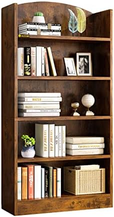 MIN WIN 5-Tier Open Bookcase and Bookshelf, 47.24" Tall Shelf Wood Bookcase with Storage Rack Shelf,Standing Display Shelf Units for Home Office, Living Room, Entryway, Kitchen-Antique
