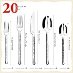 Glam Forged 20-Piece Cutlery Set for 4, 18/10 Stainless Steel Flatware Set, Unique Hammered Silverware Set, Spoon and Fork Set for Home Kitchen Hotel Restaurant Wedding Housewarming