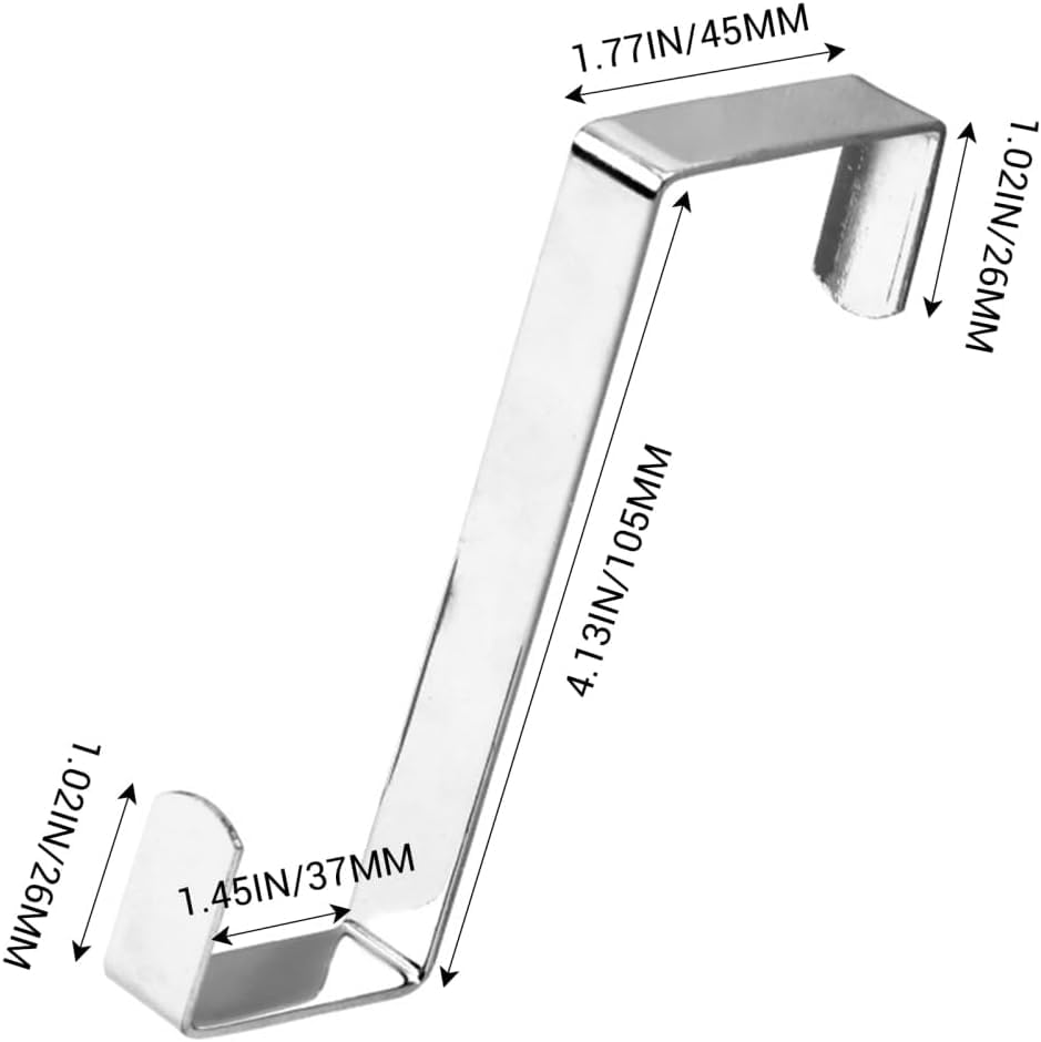 13MM Silver Over The Door Hook Fit Interior Door for Bags Door Hanging Bathroom, Closet Cabinet Hangers for Hanging Coats Towels Bags Robes, Hardware