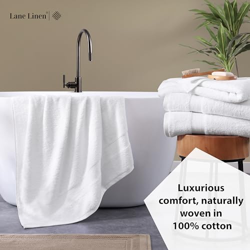 Lane Linen 100% Cotton 4 Pack Bath Sheets (35"x66") - Ring Spun, Extra Large Towel Sets - Quick Drying, Soft, Low lint & Highly Absorbent - Premium Quality Oversized Daily Use Bathroom Towels - White - Thumbnail 3