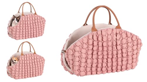 Hundetasche - Tragetasche Yzma Rosa – 42x26x25cm – Polyester – 2 Tragegriffe – Wendekissen – Einsatz herausnehmbar – Sicherheitsleine – leicht zu reinigen