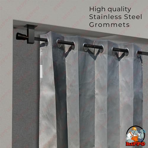 Image of HIPPO Heavy Duty Waterproof Outdoor Curtain 260 GSM - HDPE Coated Light Filtering Curtain for Lawn, Garden, Patio, Balcony & Hotel Outdoor Areas (4 Feet X 4.5 Feet, 2IN1 Pebble-Grey, 2 PC)