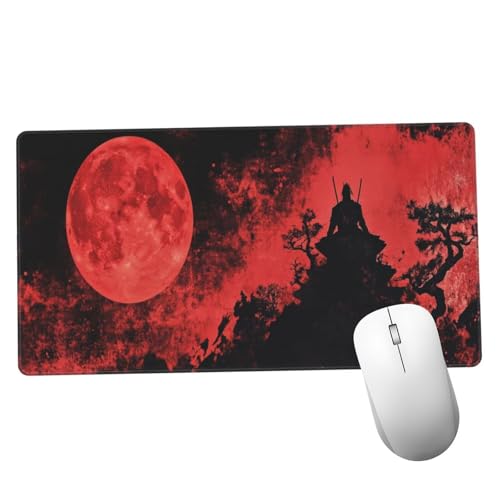 Samurai Alfombrilla Ratón 1400x600x3mm Alfombrilla Raton XXL Grande con Base de Goma Antideslizante, Lavable, Accesorios Gaming Luna, Ordenador Gamer Regalos, Mouse Pad Gaming Mejora La Velocida Y838