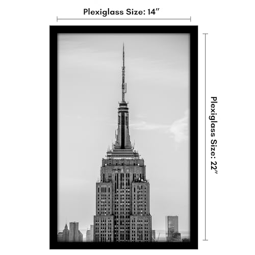 Americanflat 14x22 Picture Frame with Polished Plexiglass - Black Picture Frame - Wide Photo Frames Made of Engineered Wood for Vertical or Horizontal Wall Display - Epic Collection - Black