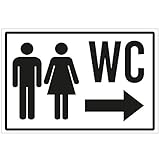 WANDKINGS Hinweisschild - WC Richtungsschild Rechts - stabile Aluminium Verbundplatte - Wähle eine Größe - 30x20 cm
