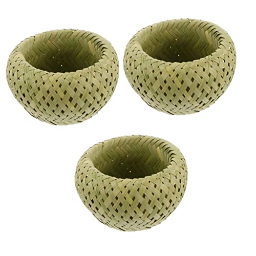 Alipis 3 Piezas Contenedor Grande Tejido Picnic Caramelo Natural Aperitivo Escritorio Hogares Pájaros Trenza Cesta Pájaro Aperitivos Organizador Nido Almacenamiento Ratán Tejido A