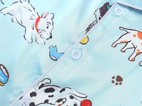 Tebbis Satin Pajamas for Girls-Cute Pink Silky Short-Sleeved Shorts Set with Adorable Puppy Prints Size 6/7-163