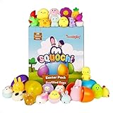 SQUOCHI Easter Mochi Squishy Toys 36pcs | Prefilled Eggs with Mini Squishy Toys | Easter Shapes | Basket Fillers, Party Favors, Fidget, Stress Relief, Classroom Prizes, Goodie Bags, Easter Egg Hunt