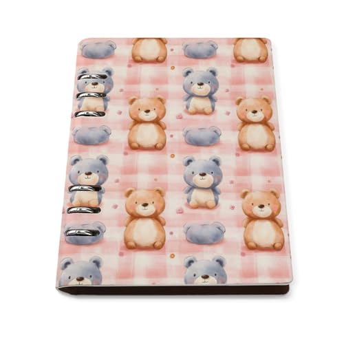 Carnet A5 en cuir rechargeable avec élégant motif ours