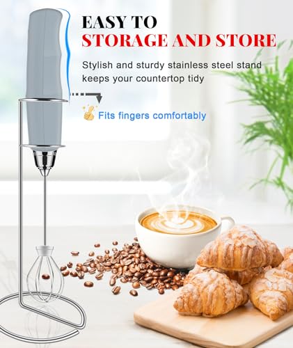 Image of YUSWKO Rechargeable Milk Frother for Coffee, Handheld Drink Mixer with 3 Heads 3 Speeds, Ideal Electric Stirrers for Travel