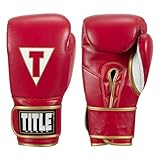 Title Boxeo Mexican Leather Training Gloves Quatro (Red/White, 16 oz)
