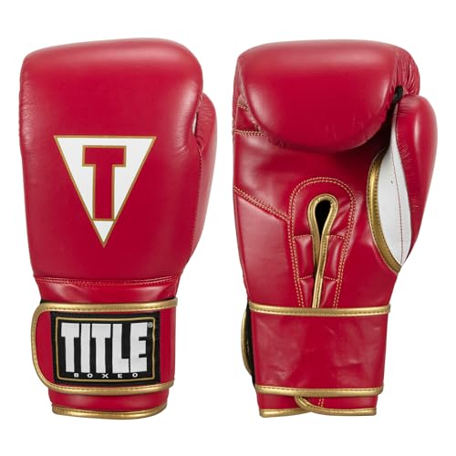 Title Boxeo Mexican Leather Training Gloves Quatro (Red/White, 16 oz)