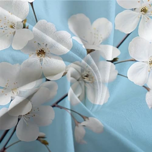 Housse de couette imprimée 3D fleurs blanches IOFEER parure de lit double polycoton - 7