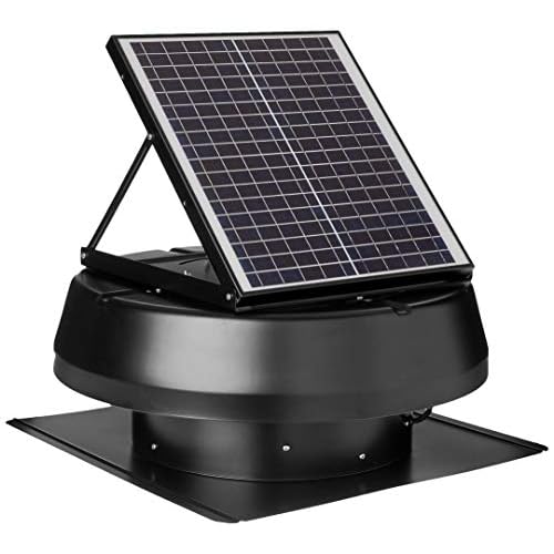 iLIVING HYBRID Ready Smart Thermostat Solar Roof Attic Exhaust Fan, 14", 1750 CFM, 2500 Coverage Area, Black