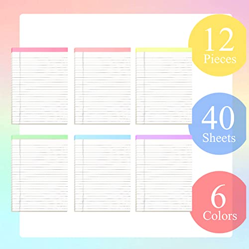 12 Pcs Lined Legal Pads 8.5 X 11 Inch Note Pads Letter Size Writing Pad Beige 40 Sheets Per Notepads Micro Perforated Notebook And Writing Pad For School, College, Office, Business, 6 Macaron Colors #TOP1