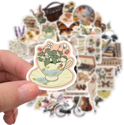 Image of Aesthetic Retro Stickers Pack 50PCS, Cute Vintage Vinyl Waterproof Boho Stickers Scrapbooks, Laptops, Guitars, Phones, Pads, Skateboards, Bicycles, Motorcycles, Helmets (Camera Sticker)